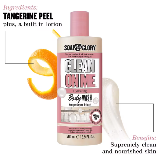 Soap & Glory | Clean On Me | Hydrating Body Wash| Nettoyant Corporeal Hydratant